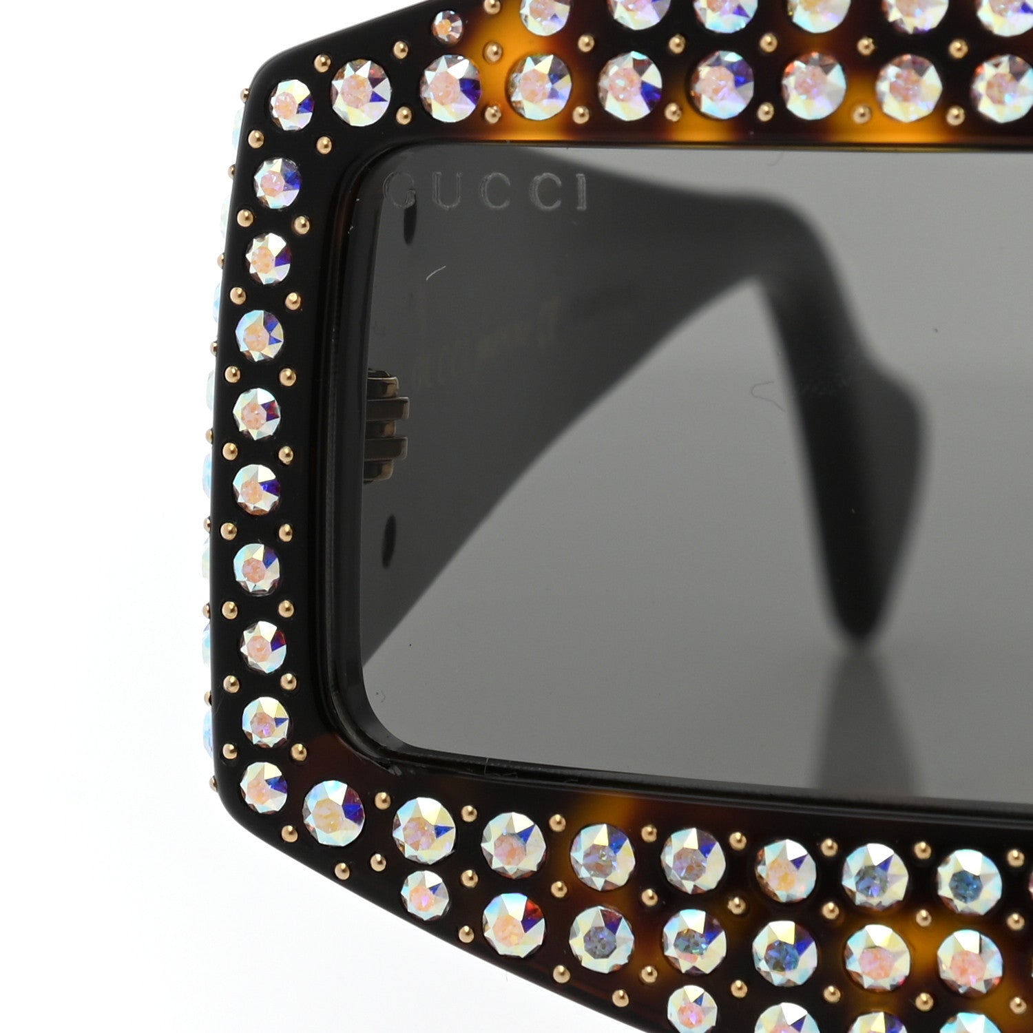 Gucci Crystal Rectangular Frame Sunglasses GG0357S Tortoiseshell 8 of 8