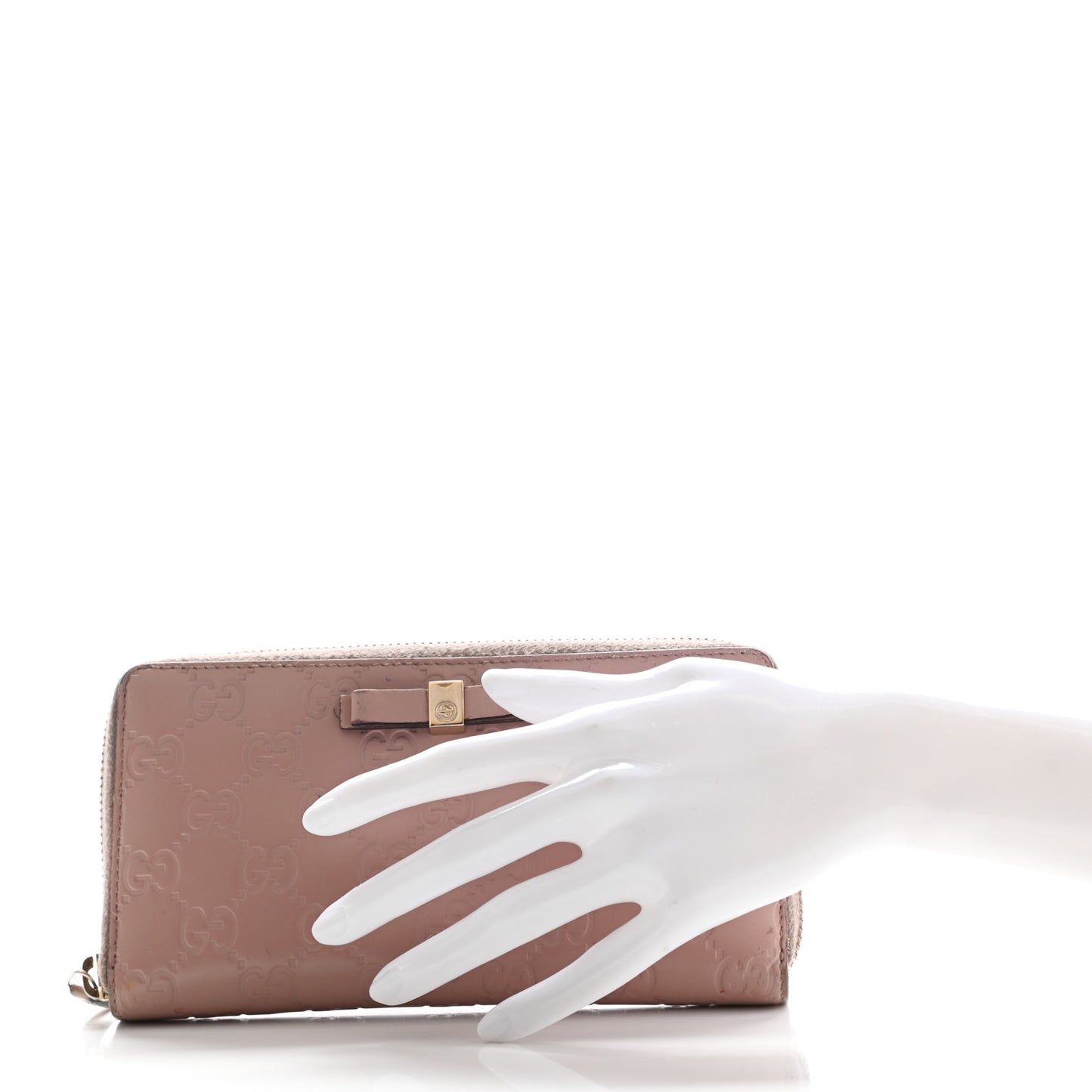 Guccissima Bow Zip Around Wallet Pink