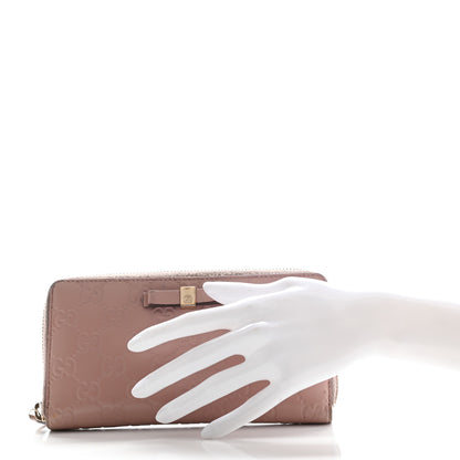 Gucci Guccissima Bow Zip Around Wallet Pink 2 of 14