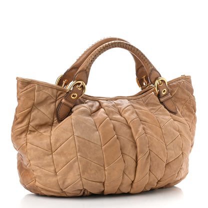 Miu Miu Nappa Large Patchwork Tote Cammello 3 of 12