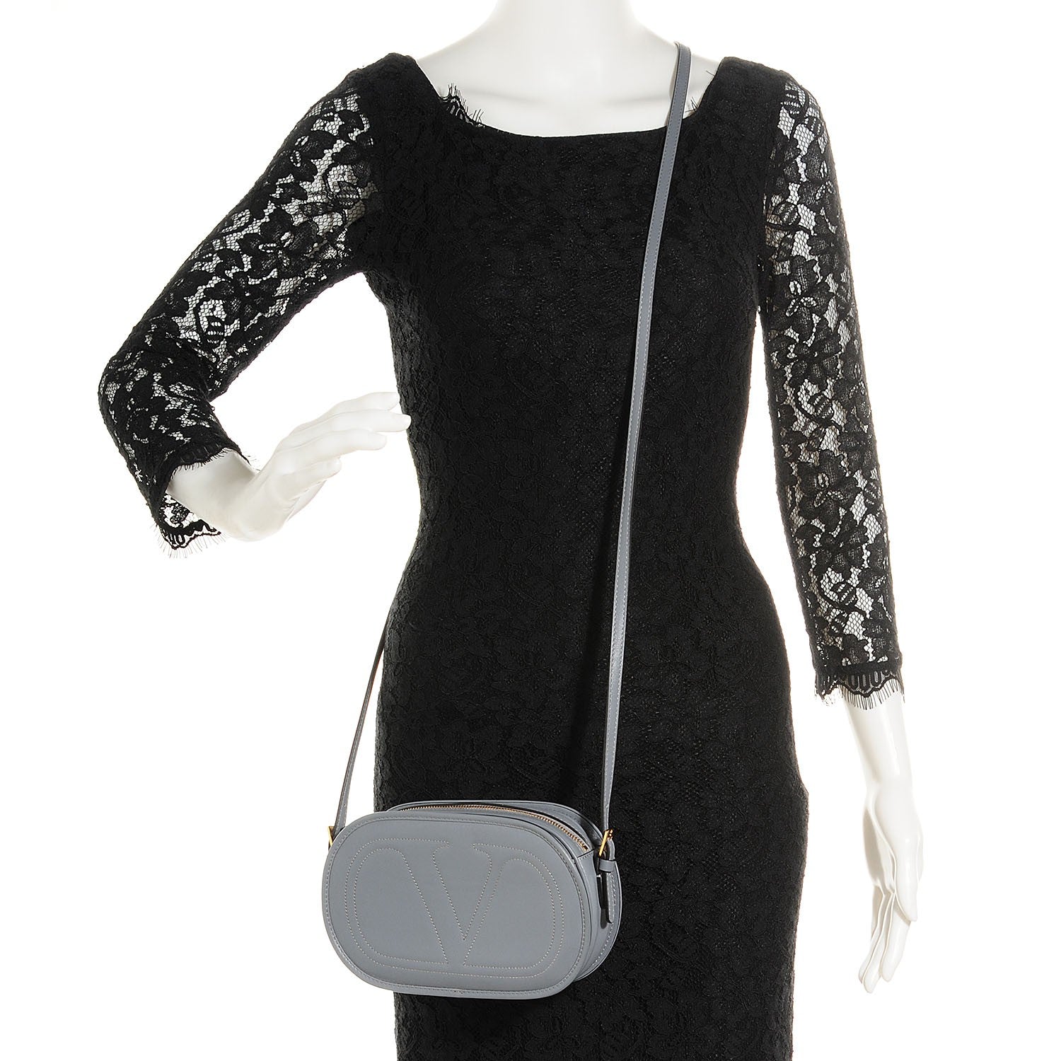 Valentino Garavani Calfskin Logo Go Crossbody Bag Grey 2 of 7