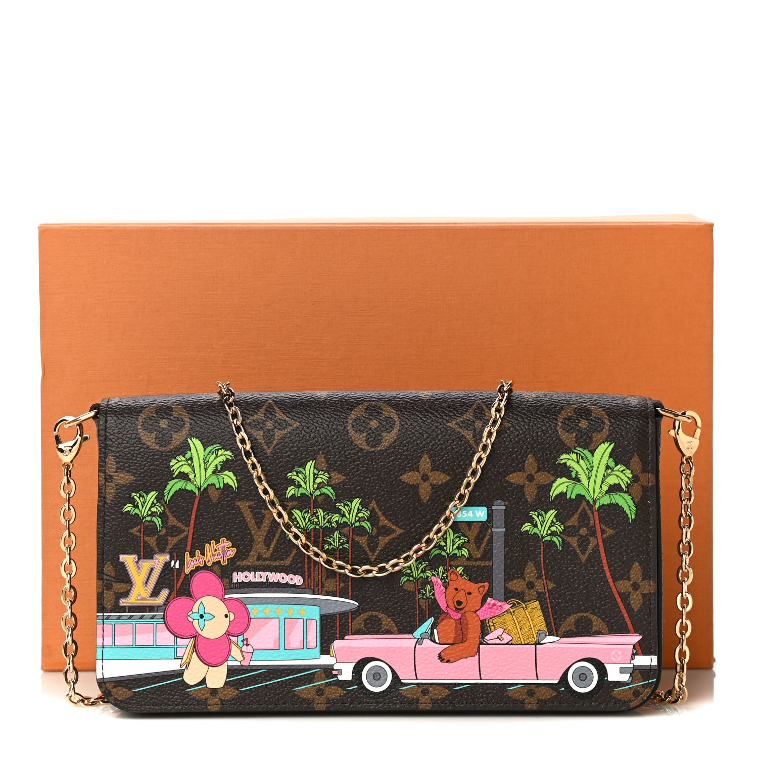 Louis Vuitton Monogram 2021 Christmas Animation Hollywood Pochette Felicie Chain Wallet Fuchsia 17 of 17