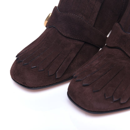 Gucci Kid Scamosciato GG Marmont Fringe 75mm Ankle Boots 38 Cocoa 6 of 13