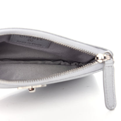 Chanel Metallic Caviar Chevron Quilted Small Vintage Mademoiselle Cosmetic Case Silver 5 of 8