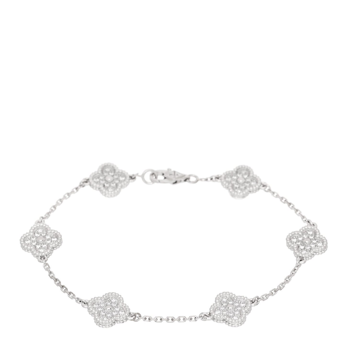 18K White Gold Diamond 6 Motifs Sweet Alhambra Bracelet