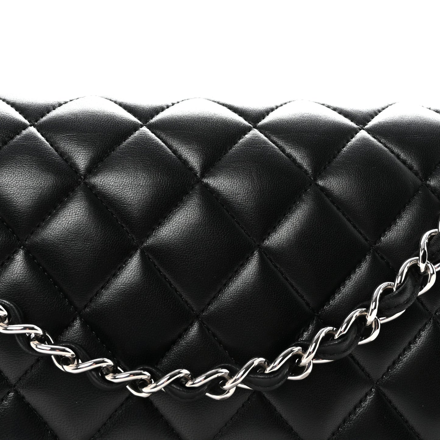 Lambskin Quilted Jumbo Double Flap Black