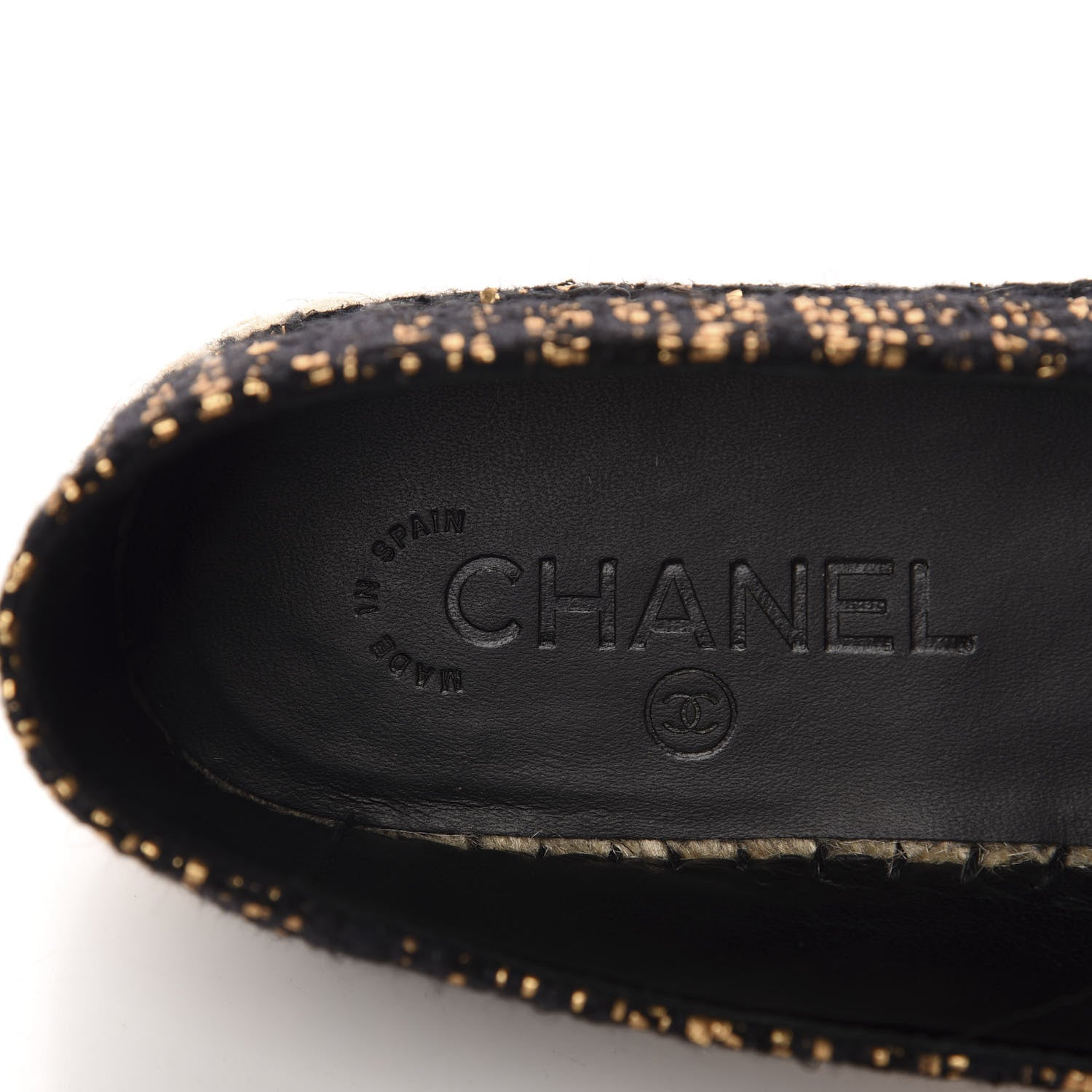 Chanel Metallic Tweed Grosgrain CC Espadrilles 40 Black Gold 7 of 12