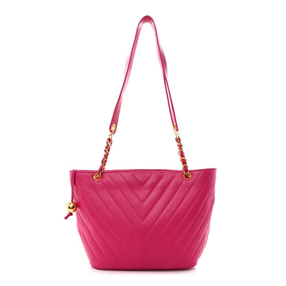 Chanel Lambskin Chevron Quilted Shoulder Bag Pink 1 of 18