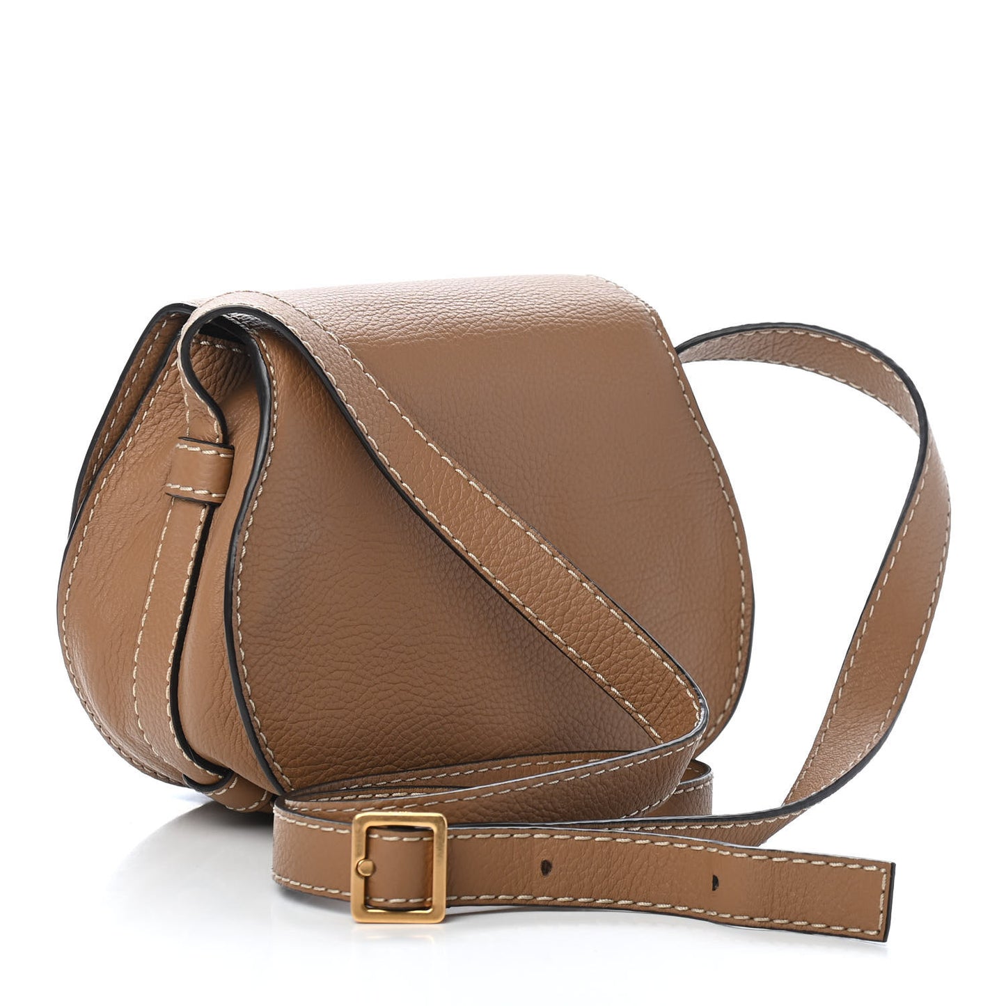 Calfskin Mini Marcie Round Crossbody Bag Nut