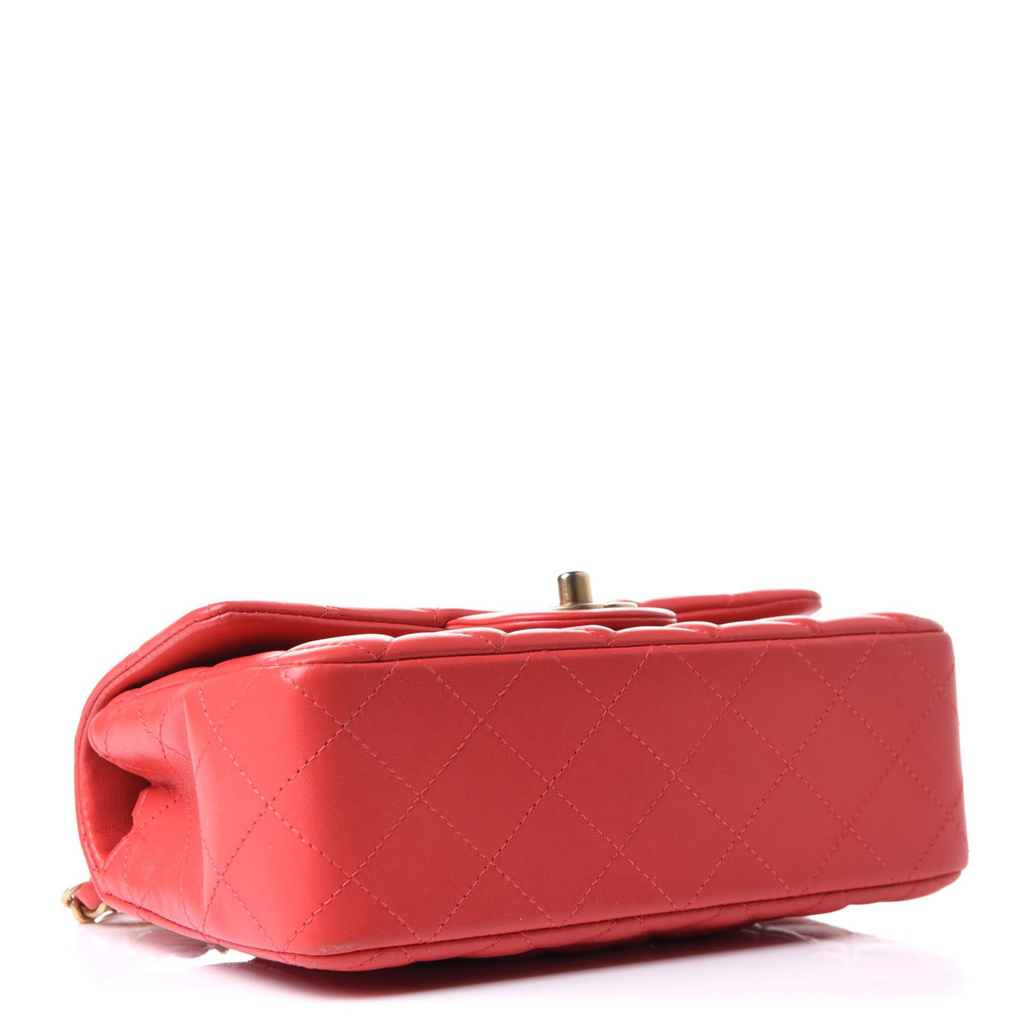 Lambskin Quilted Mini Rectangular Flap Red