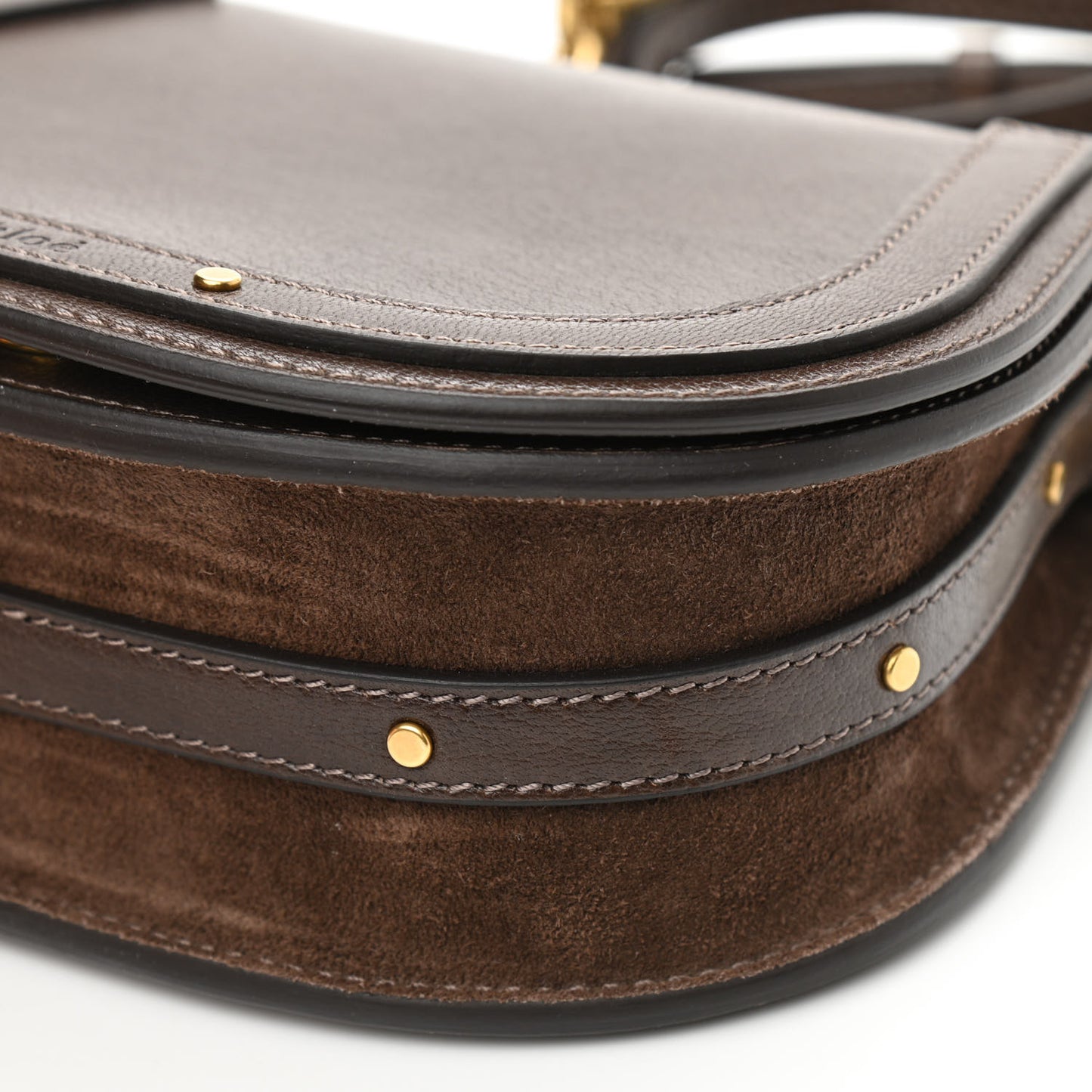 Calfskin Suede Small Nile Bracelet Bag Greyish Brown