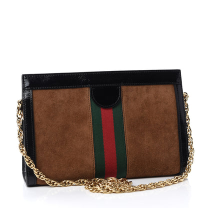 Gucci Suede Patent Web Small Ophidia Chain Shoulder Bag Nocciola Black 3 of 10