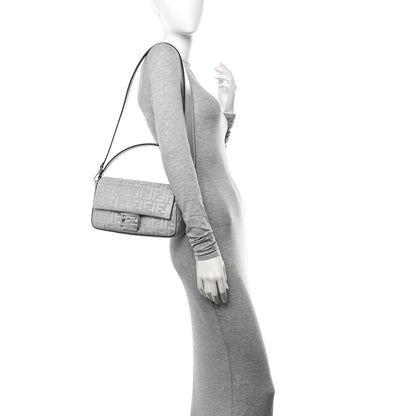 Fendi Crystal Vitello Laminato FF Medium Baguette Crystal Argento 2 of 12