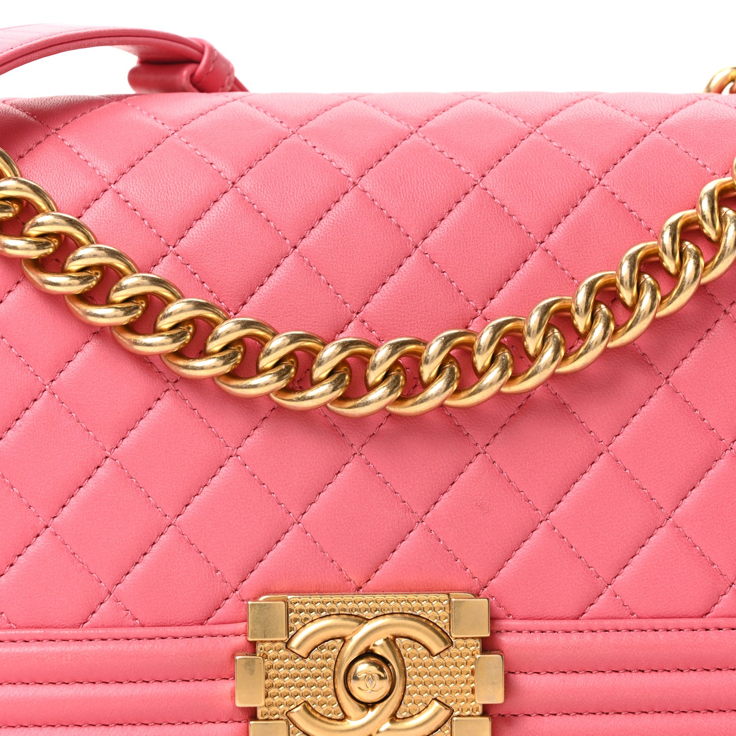 Lambskin Quilted Medium Boy Flap Fuchsia