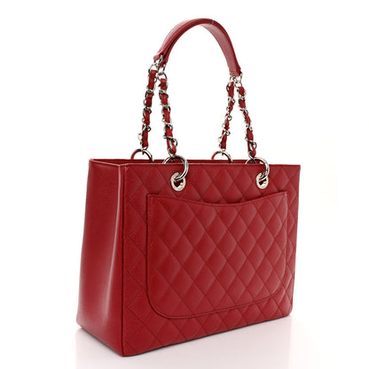 Chanel Caviar Quilted Grand Shopping Tote GST Red 3 of 10