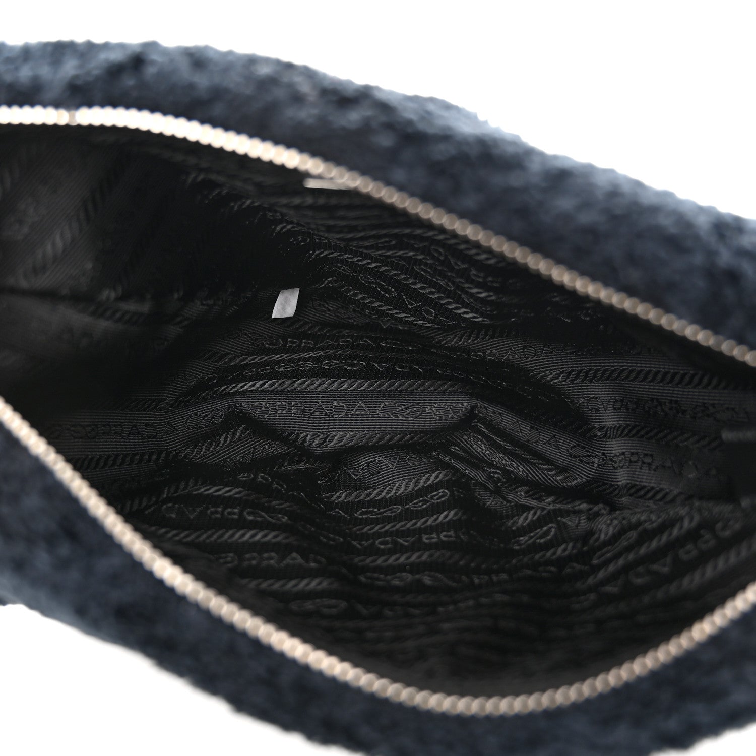 Prada Terry Cloth Triangle Shoulder Bag Black White 5 of 10