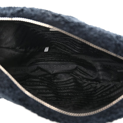 Prada Terry Cloth Triangle Shoulder Bag Black White 5 of 10