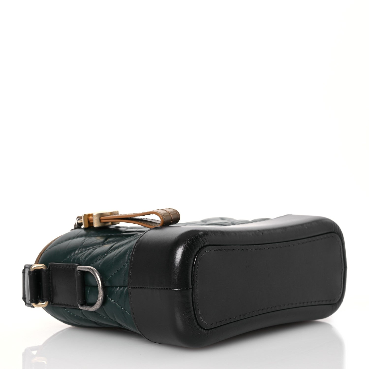 Chanel Aged Calfskin Chevron Quilted Small Gabrielle Hobo Green Navy Blue 4 of 15