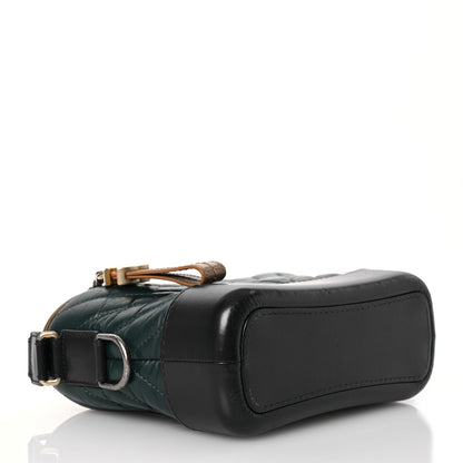 Chanel Aged Calfskin Chevron Quilted Small Gabrielle Hobo Green Navy Blue 4 of 15