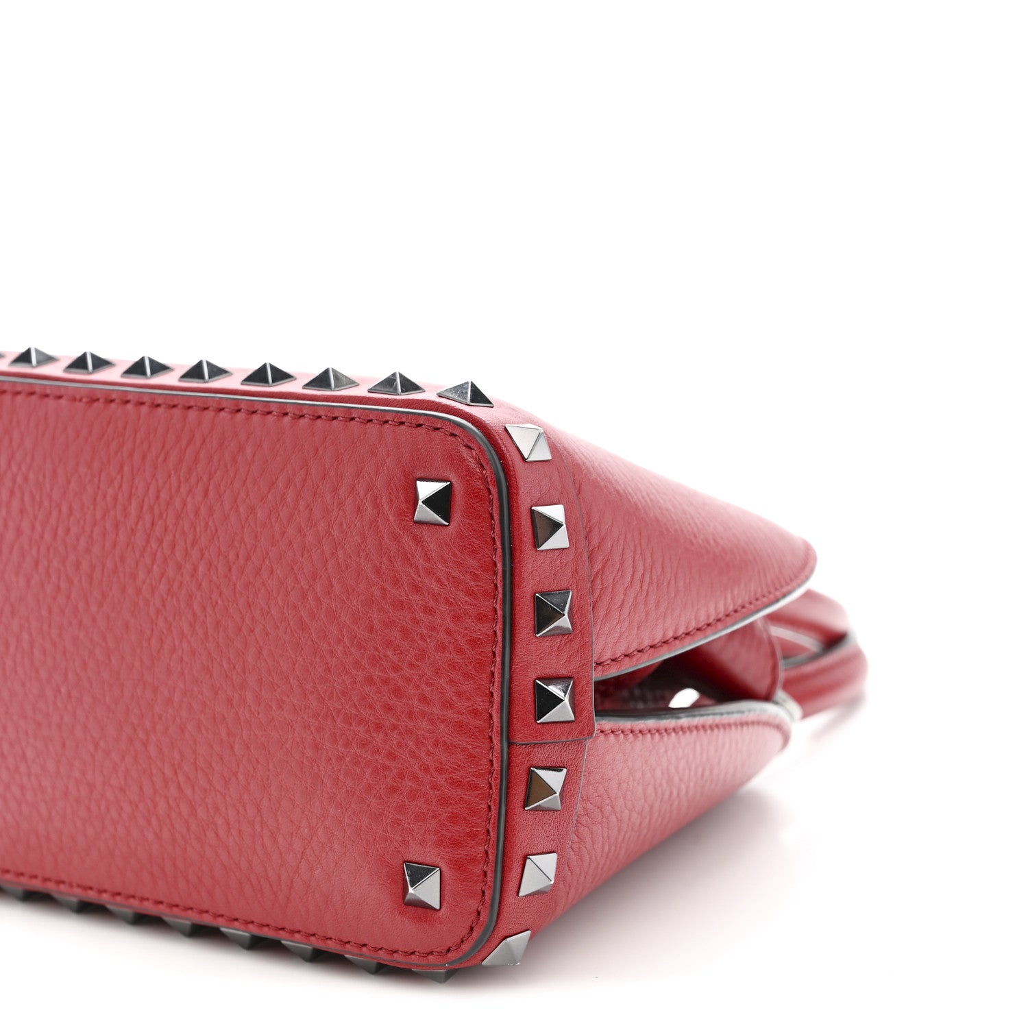 Valentino Garavani Grainy Calfskin Small Rockstud Double Top Handle Bag Rosso Valentino 9 of 16