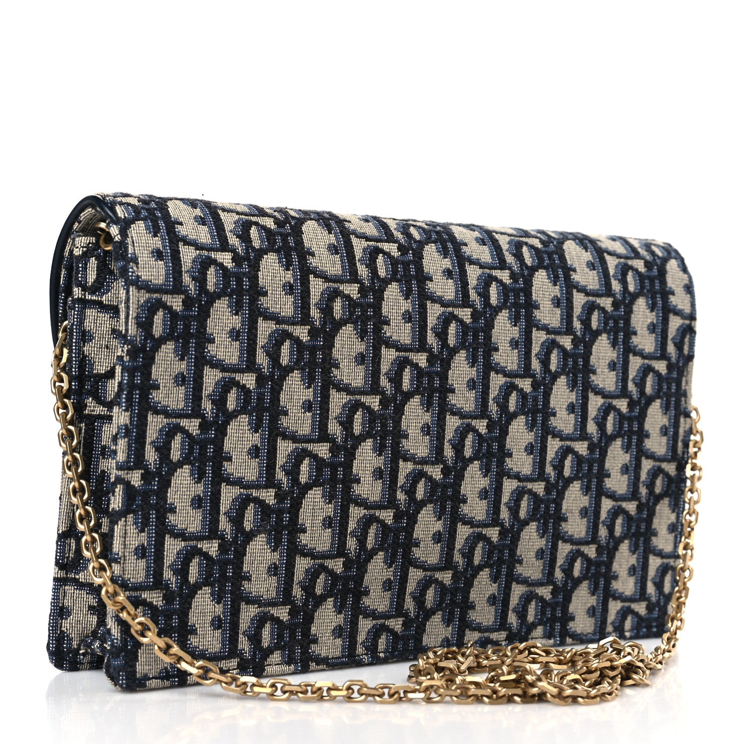 Christian Dior Oblique Saddle Chain Pouch Blue 3 of 8