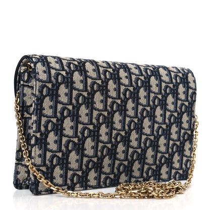 Christian Dior Oblique Saddle Chain Pouch Blue 3 of 8
