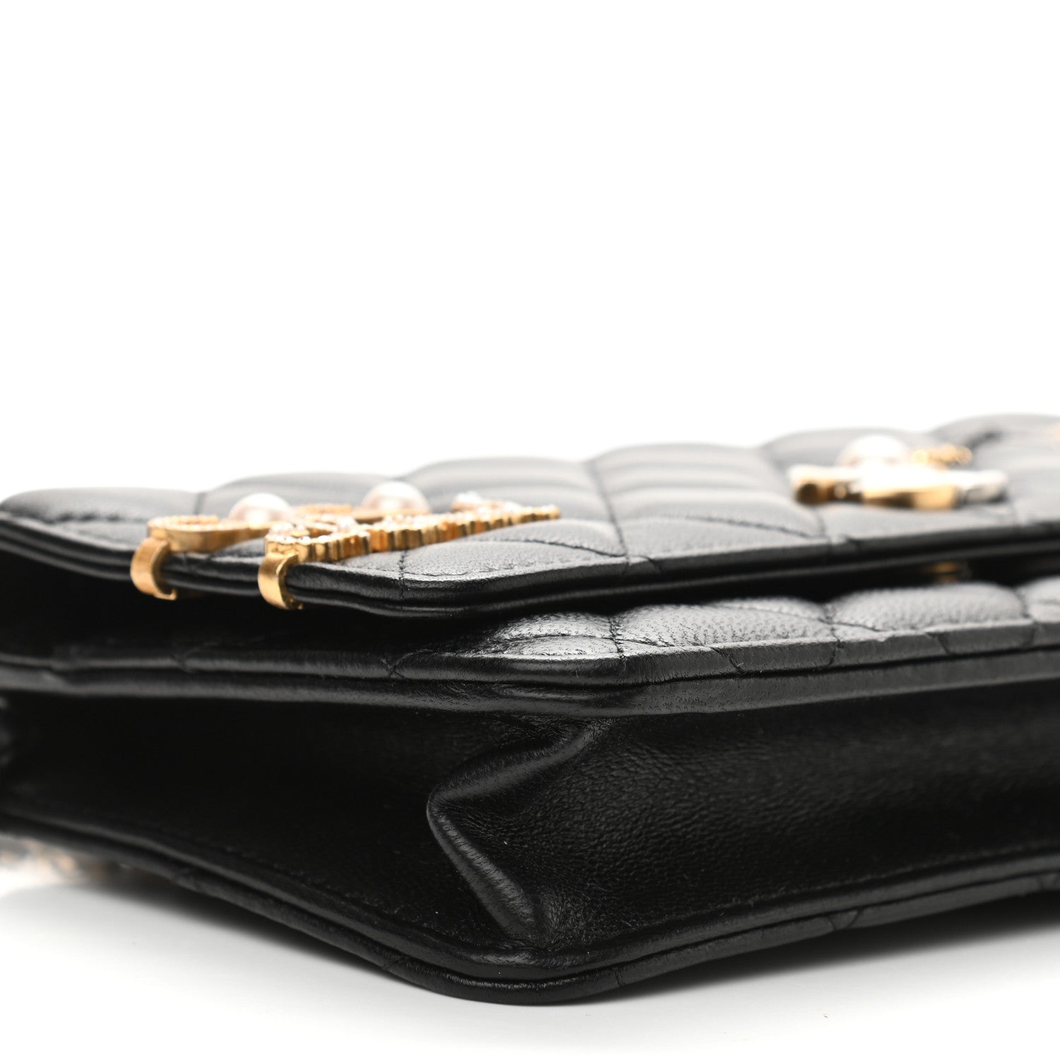 Chanel Lambskin Quilted Coco Clips Wallet On Chain WOC Black 10 of 12