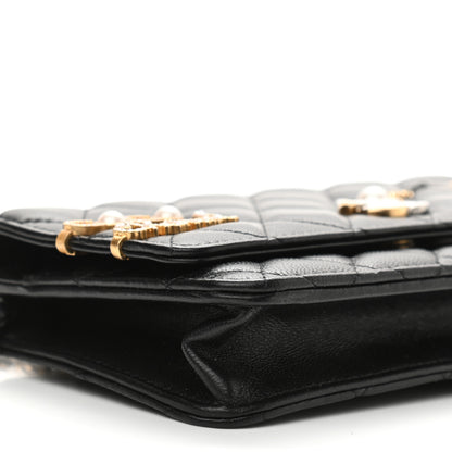 Chanel Lambskin Quilted Coco Clips Wallet On Chain WOC Black 10 of 12