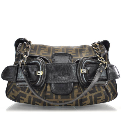 Fendi Zucca B Bis Flap Bag Tobacco Castagna 1 of 12
