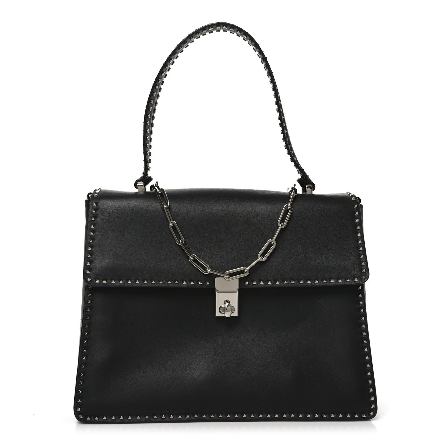 Vitello Rockstud Cabana Top Handle Bag Black
