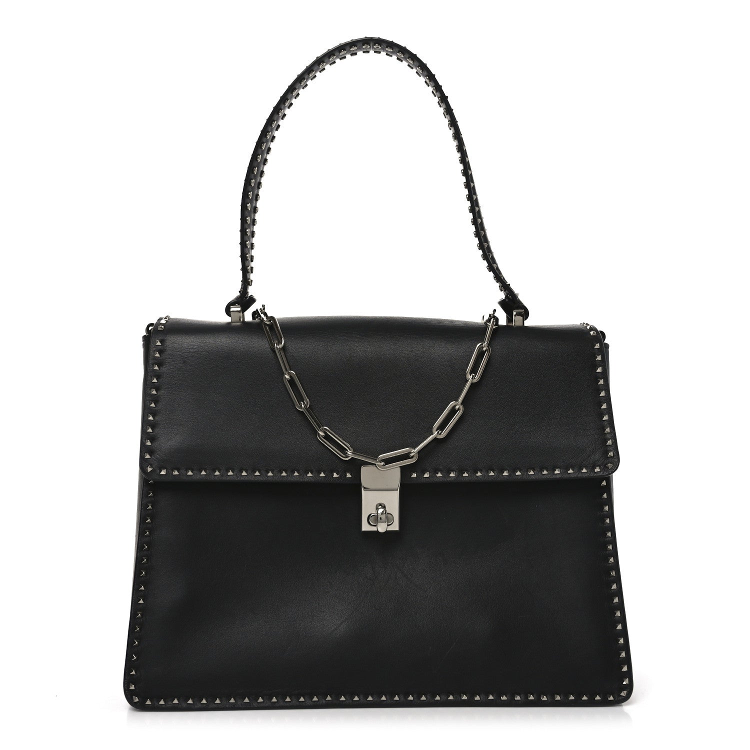 Valentino Garavani Vitello Rockstud Cabana Top Handle Bag Black 1 of 9