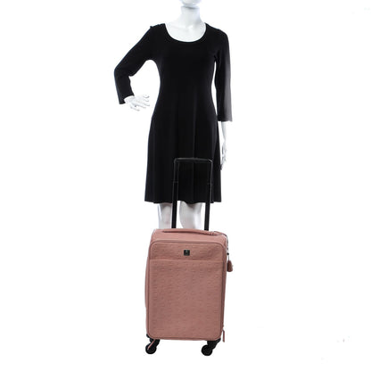 MCM Calfskin Ottomar Monogram Trolley Wheeled Suitcase Pink Blush 2 of 7
