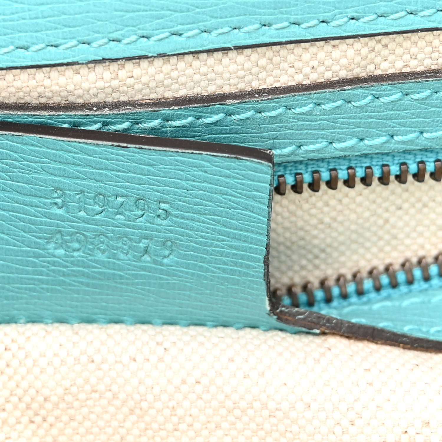 Gucci Textured Calfskin Medium Bright Bit Tote Blue 7 of 10