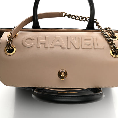 Chanel Lambskin Quilted Small Portobello Tote Black Beige 10 of 12
