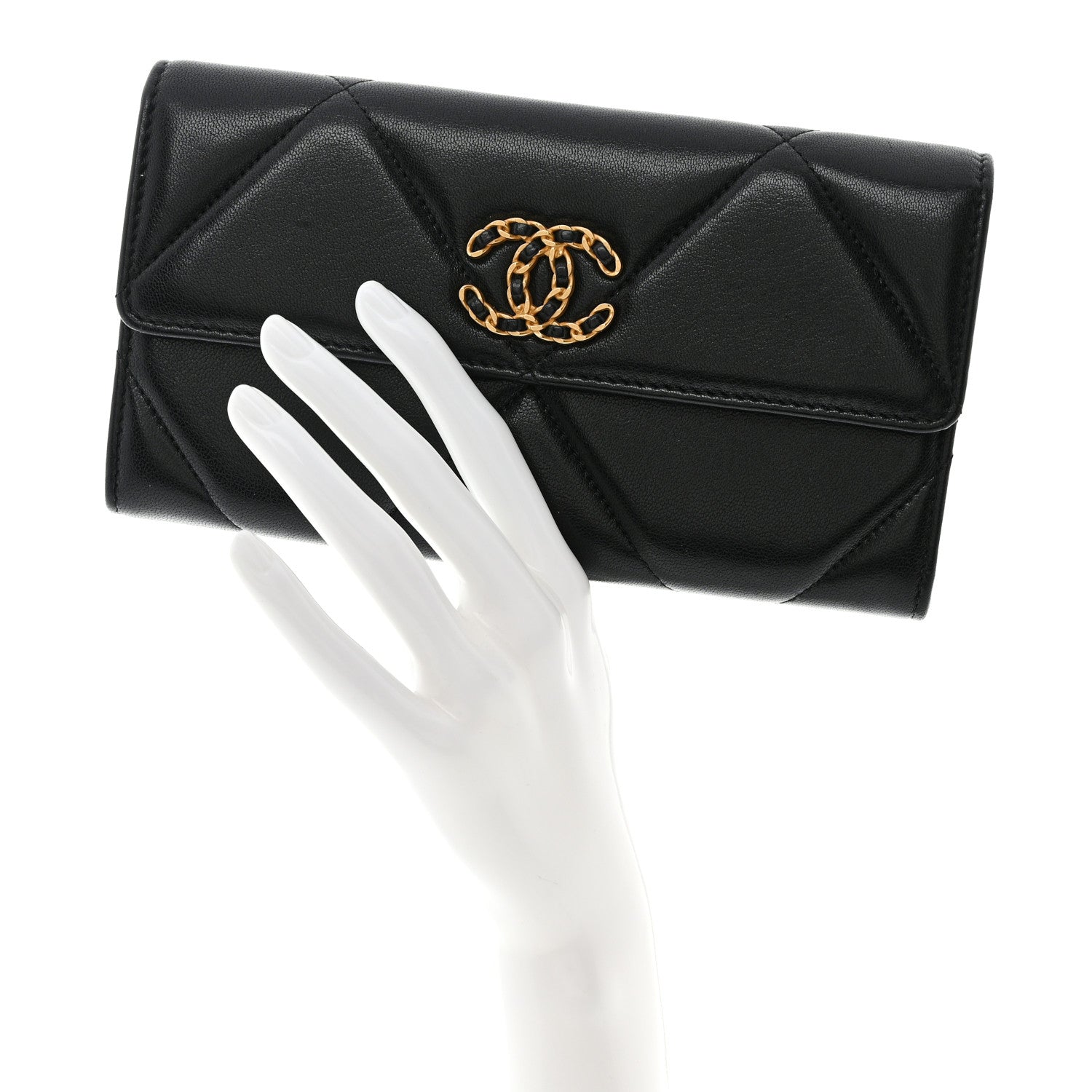 Chanel Lambskin Quilted Chanel 19 Flap Wallet Black 2 of 9