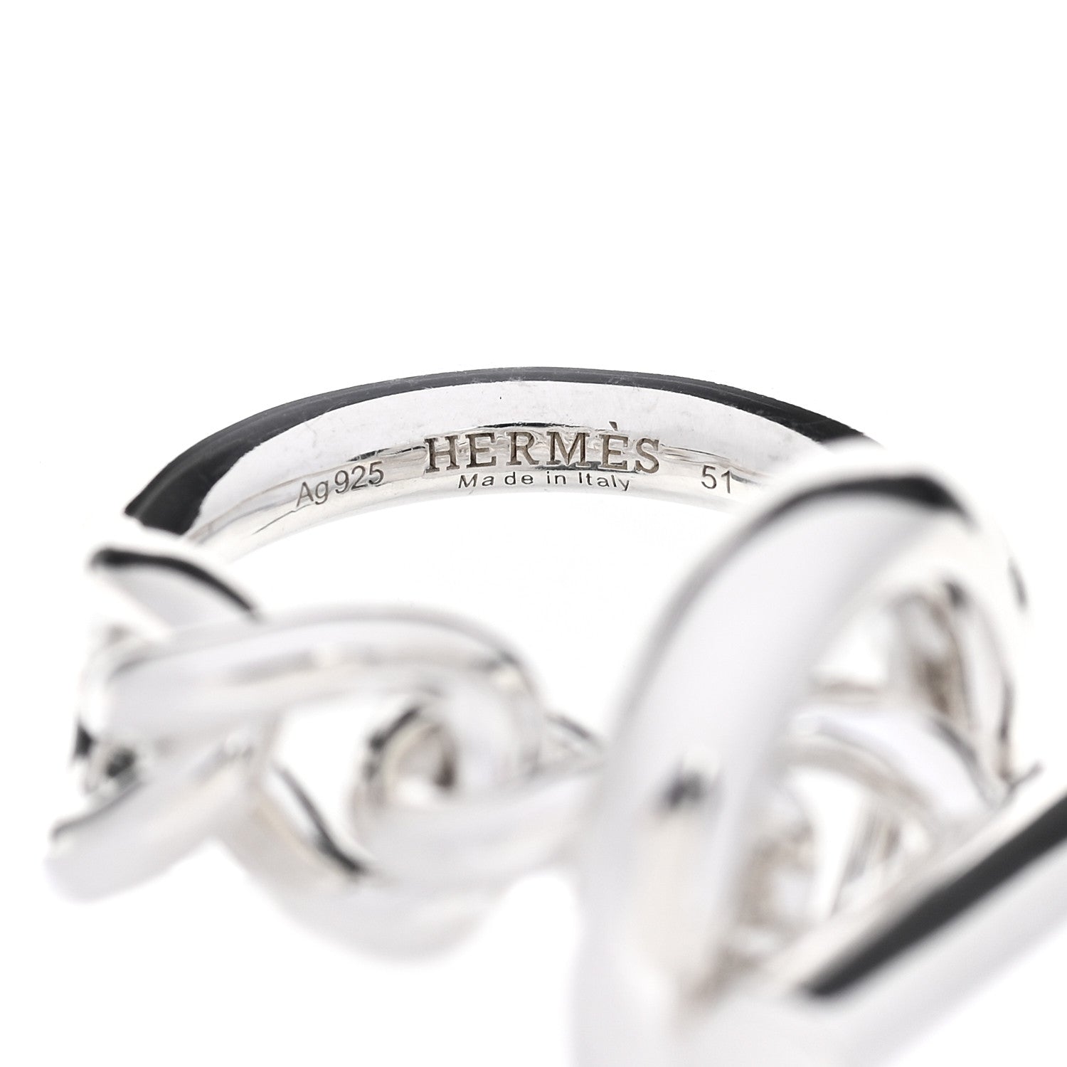 Hermes Sterling Silver GM Croisette Ring 51 5.75 4 of 5