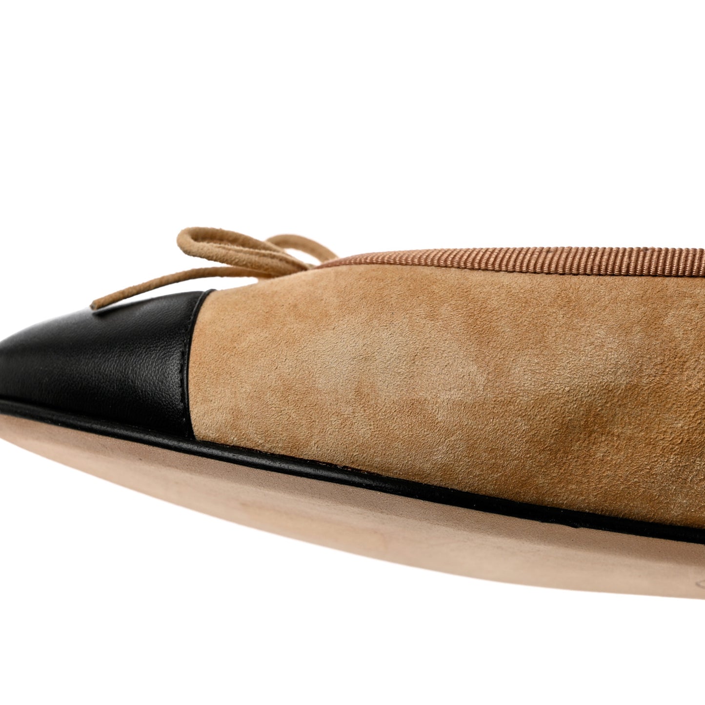 Suede Cap Toe CC Ballerina Flats 38.5 Beige Black