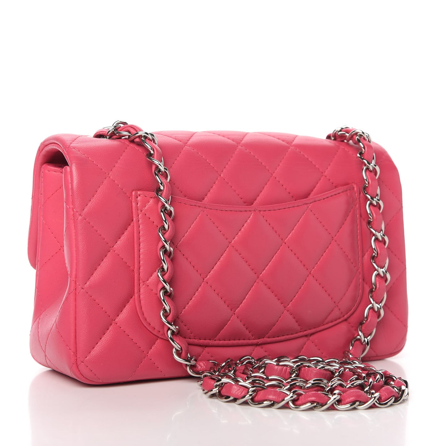 Lambskin Quilted Mini Rectangular Flap Dark Pink
