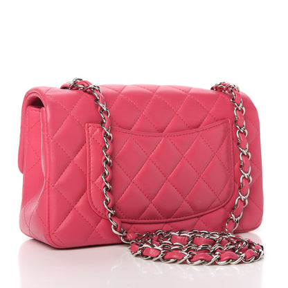 Chanel Lambskin Quilted Mini Rectangular Flap Dark Pink 3 of 10