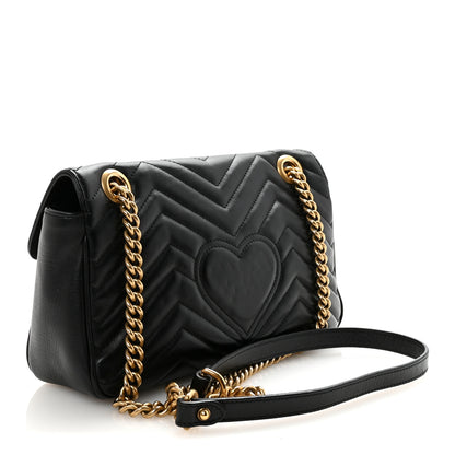 Gucci Calfskin Matelasse Small GG Marmont Shoulder Bag Black 3 of 10