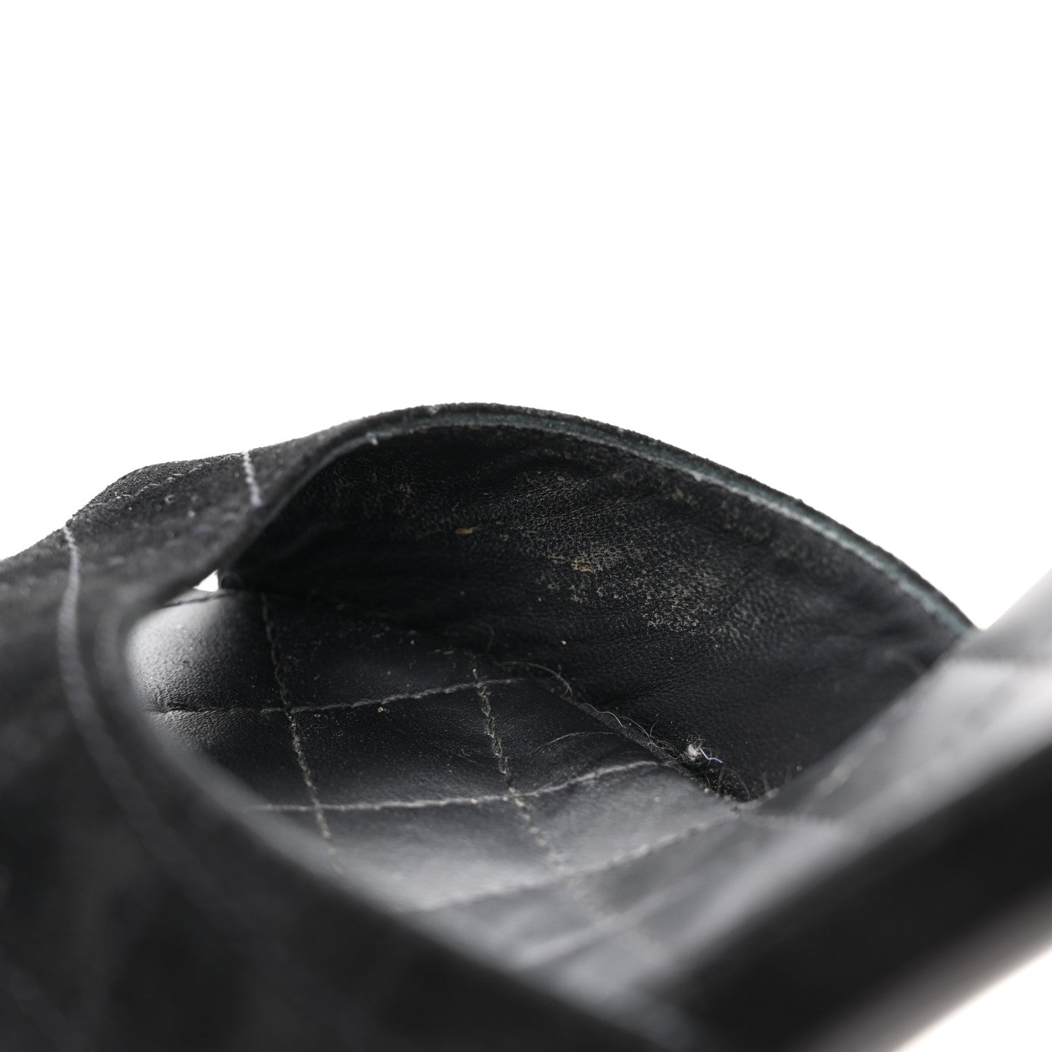 Chanel Suede Quilted Logo Sandals 38.5 Black 9 of 14