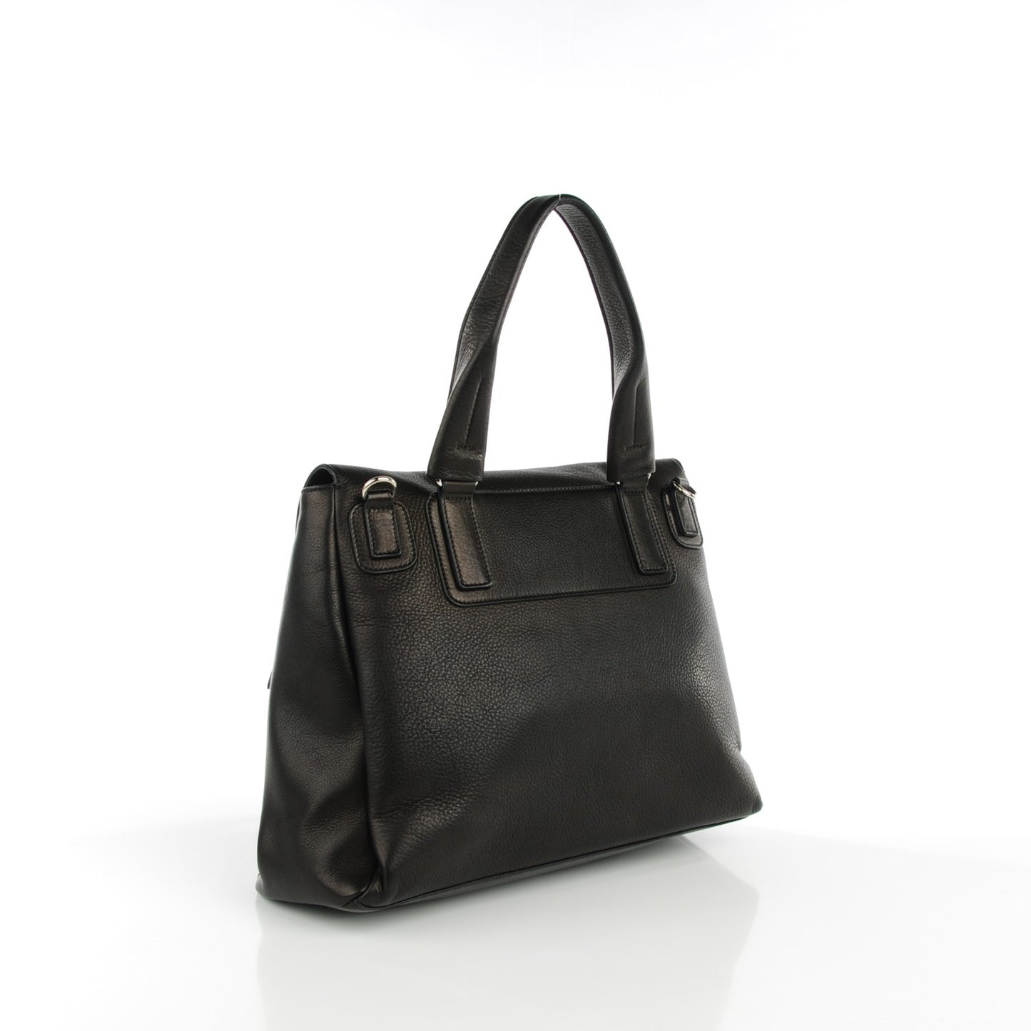 Waxy Grained Calfskin Medium Pandora Pure Flap Bag Black