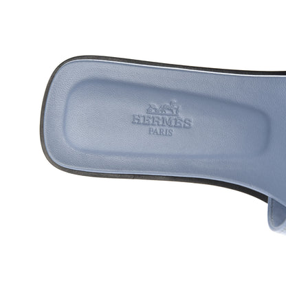 Hermes Calfskin Oran Sandals 37.5 Bleu Bleuet 7 of 10