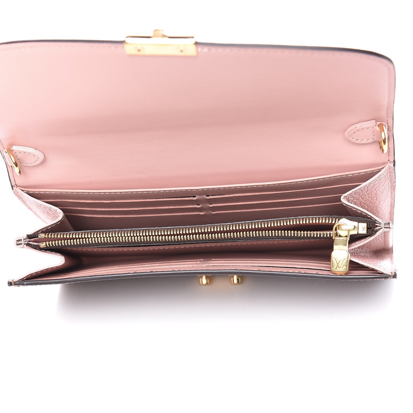 Damier Ebene Croisette Chain Wallet Rose Ballerine