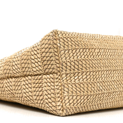 Gucci Raffia Woven Logo Patch Medium Tote Bag Natural Brown Multicolor 9 of 10