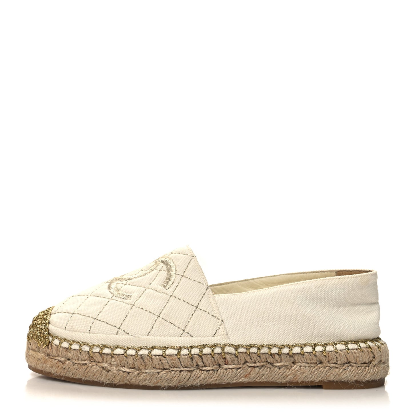 Fabric Biarritz CC Espadrilles 35 White Gold