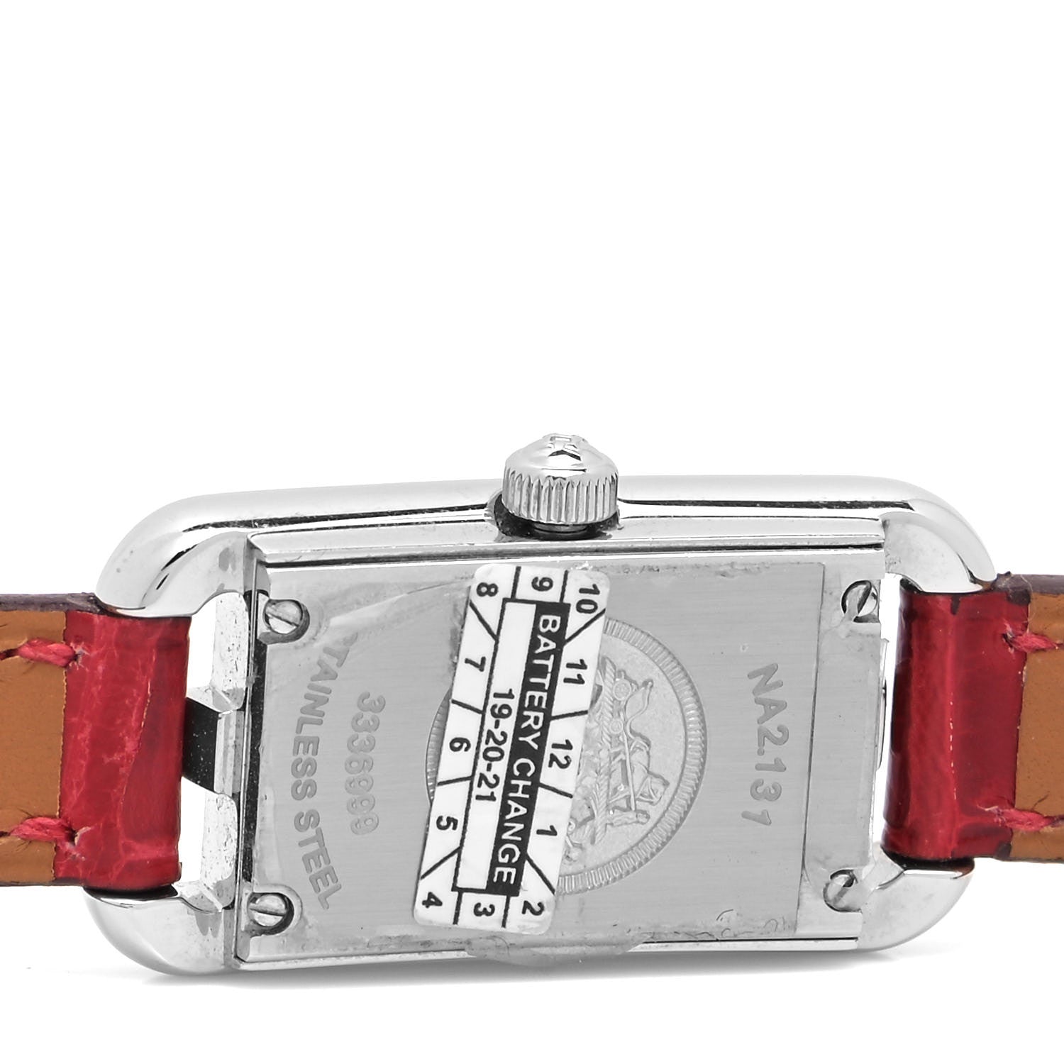 Hermes Stainless Steel Alligator Diamond 17mm Nantucket Jete De Diamants Quartz Watch Braise 4 of 5