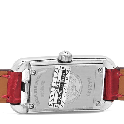Hermes Stainless Steel Alligator Diamond 17mm Nantucket Jete De Diamants Quartz Watch Braise 4 of 5