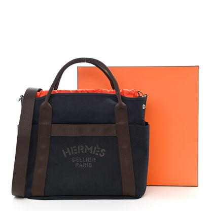 Hermes Canvas The Grooming Bag Bleu Navy Feu 13 of 13