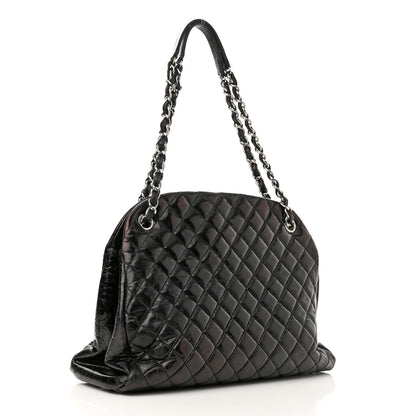 Chanel Glazed Calfskin Quilted Large Just Mademoiselle Bowling Bag Black 3 of 11